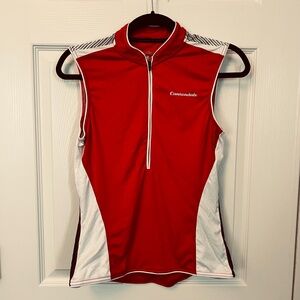 Cannondale Women's Red Sleeveless 1/2 Zip Cycling Shirt W Pockets Size L